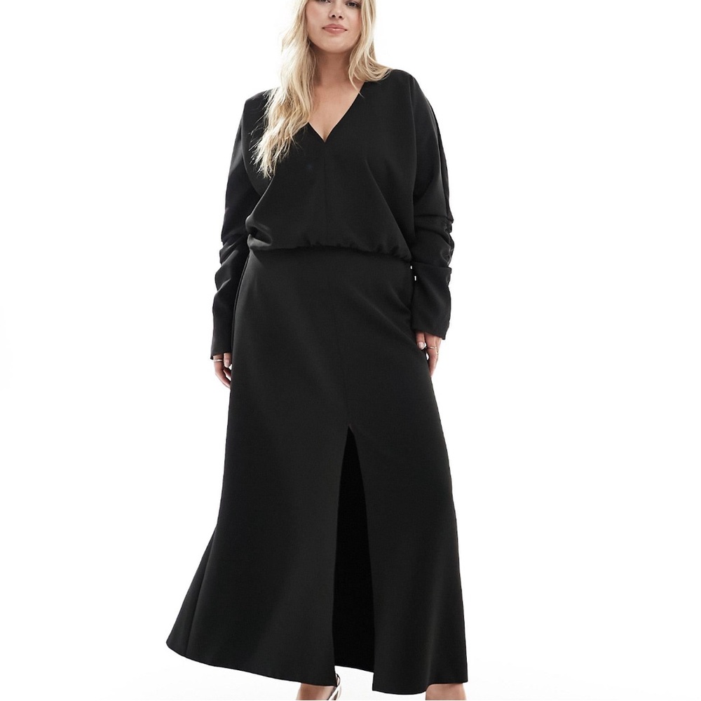 NWT ASOS Design Blouson Long Sleeve Dress with Split
